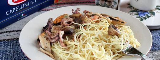 капеллини с морским коктейлем и шампиньонами. Шаг 5