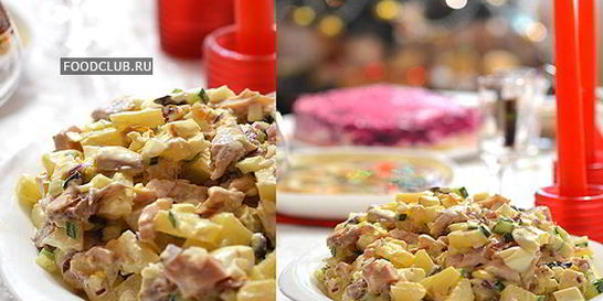 Куриный салат с ананасами