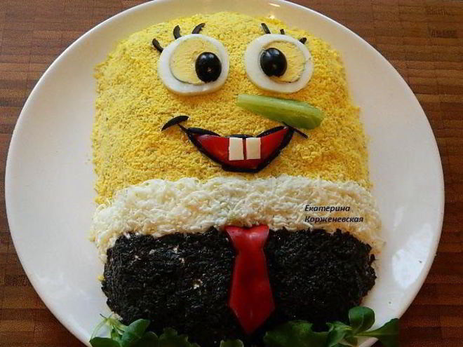 Рецепт салата губка боб