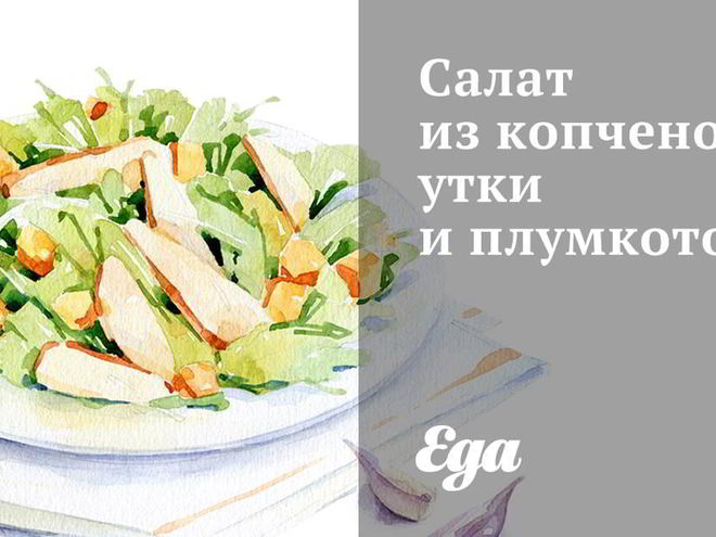 Рецепт салата из копченой утки и плумкотов