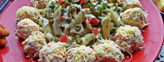 салат из овощей с пастой и сырными шариками. Шаг 12