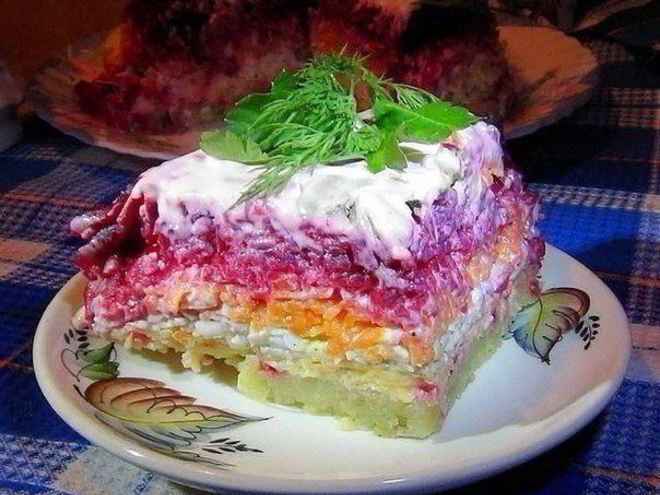 Рецепт салата из свеклы, сыра и моркови