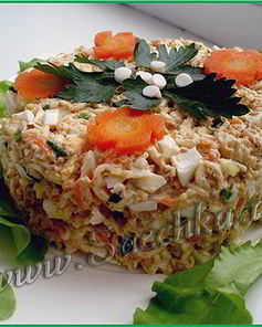 Салат из вермишели и печени трески