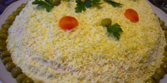 Салат Мимоза с сайрой