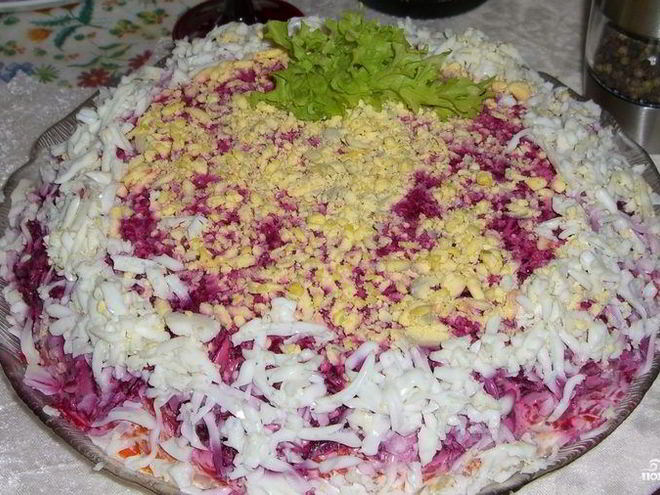 Рецепт селедки под шубой с жареным луком