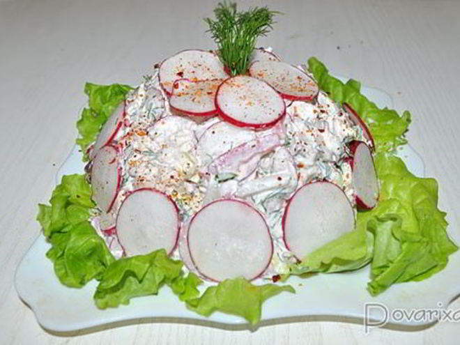 Рецепт салата с курицей и редисом