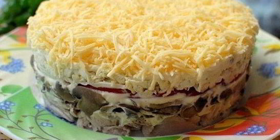 Салат Тоска с шампиньонами