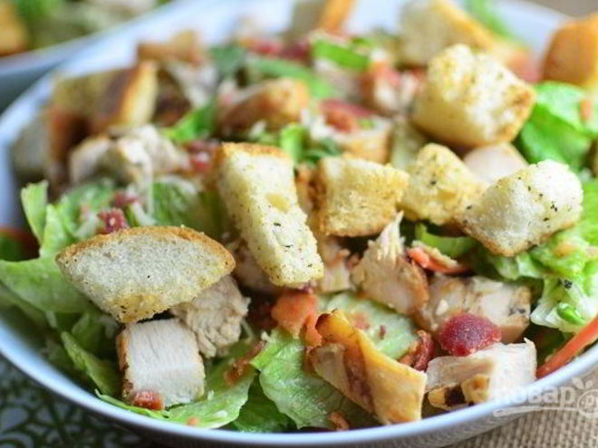 Рецепт салата цезарь с курицей