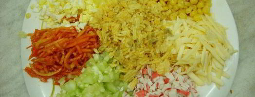 салат цветик семицветик с корейской морковкой. Шаг 9