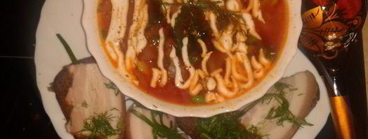 борщ с бутербродами из сала. Шаг 7