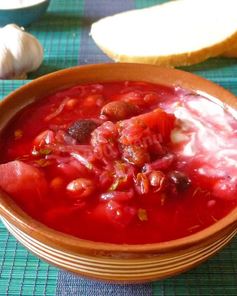 Борщ с фасолью постный