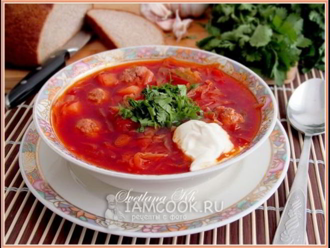 Рецепт борща с фрикадельками