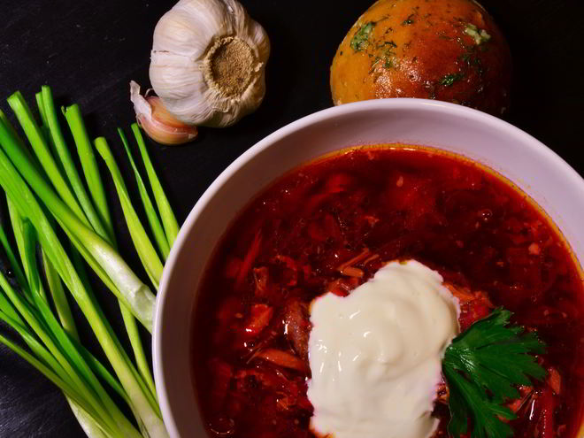 Рецепт борща с копченостями