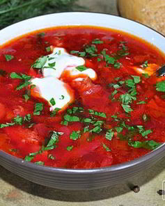 Борщ с копчеными ребрышками