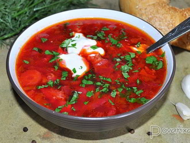 Рецепт борща с копчеными ребрышками