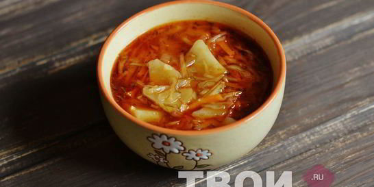 Борщ с тушеной капустой