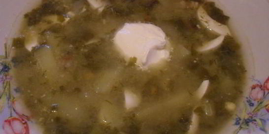 Борщ со щавелем и яйцом