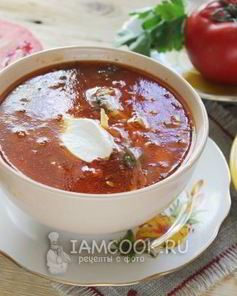 Постный борщ с фасолью и килькой