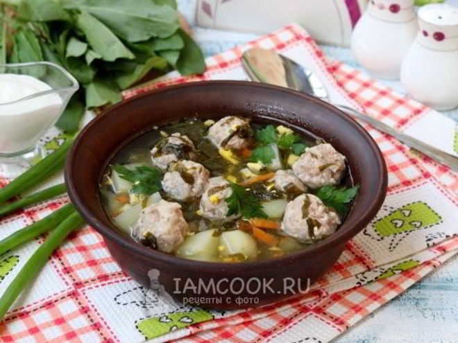 Рецепт зеленого борща с фрикадельками и со щавелем