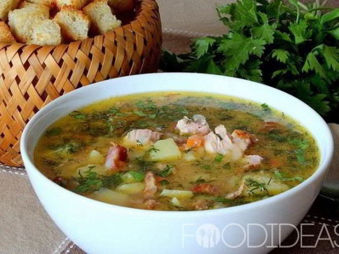 Рецепт горохового супа с копченой курицей