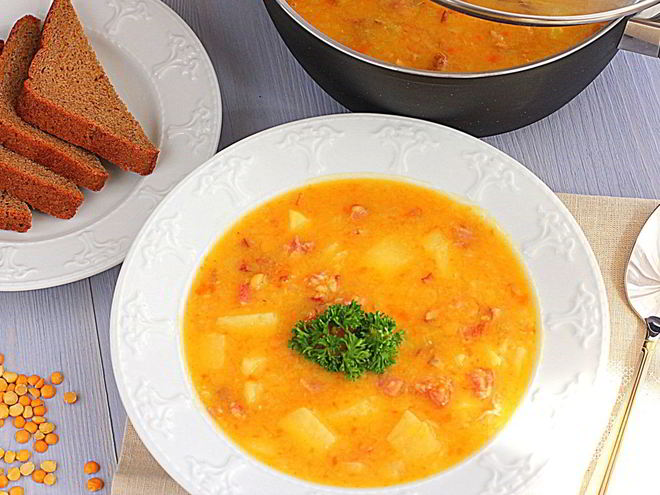 Рецепт горохового супа с копченостями