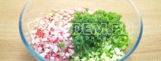 окрошка с колбасой. Шаг 4