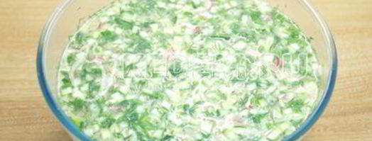 окрошка с колбасой. Шаг 6