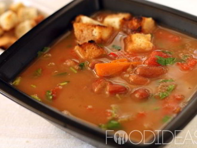 Рецепт постного супа из консервированной фасоли