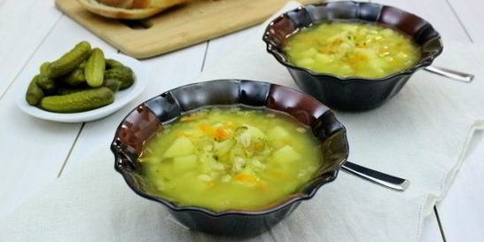 Рассольник с перловкой
