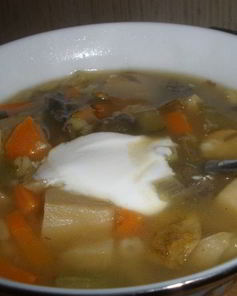 Густая солянка с лесными грибами