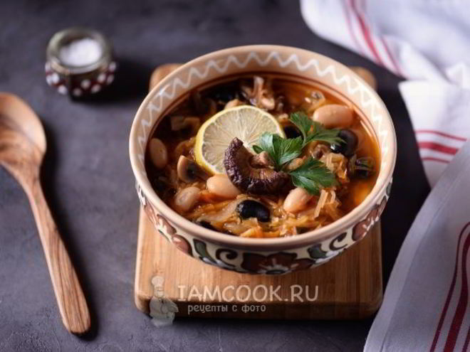 Рецепт постной солянки с фасолью