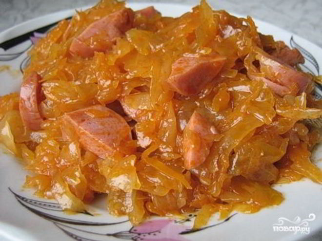Рецепт солянки из капусты с сосиской в мультиварке