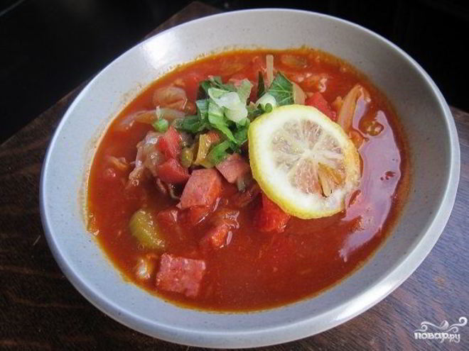 Рецепт солянки колбасной