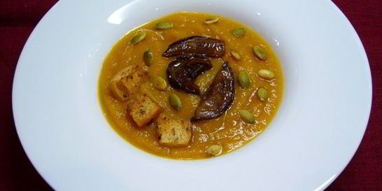 Постный суп-пюре из тыквы с белыми грибами