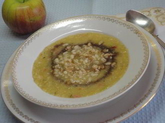 Рецепт супа-пюре из кабачка и жареной перловки