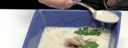 суп пюре из шампиньонов со сливками и мускатным орехом. Шаг 7