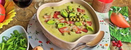 суп-пюре картофельный с горошком и беконом. Шаг 17