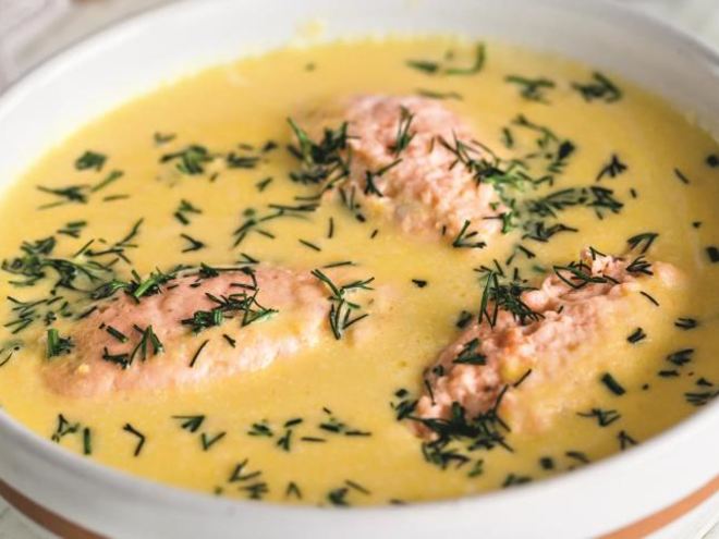 Рецепт супа-пюре с кнелями из лосося