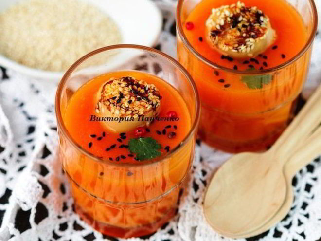 Рецепт тыквенного супа-пюре с морскими гребешками