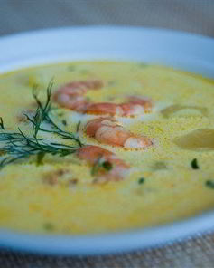 Сырный суп с креветками