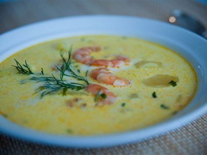 Рецепт сырного супа с креветками