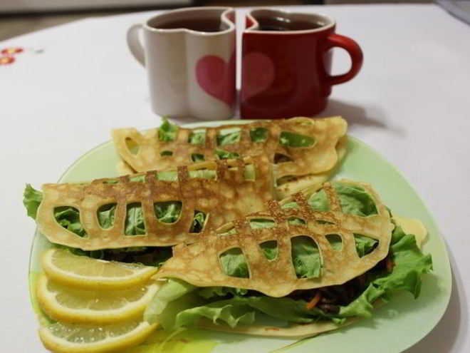 Рецепт ажурных блинчиков с начинкой