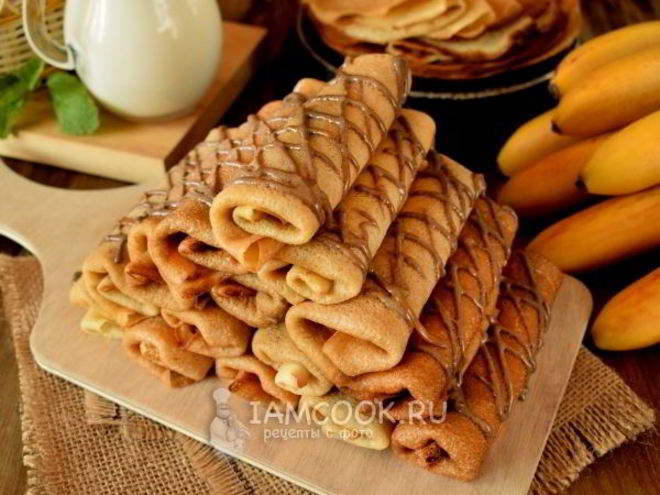 Рецепт блинчиков с банановой начинкой