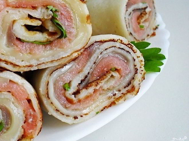 Рецепт блинчиков с форелью