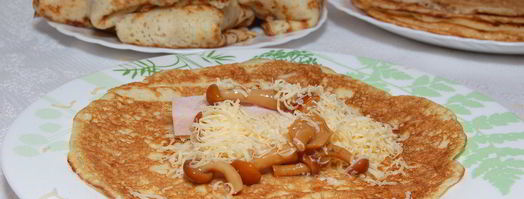 блинчики с грибами, сыром и ветчиной. Шаг 4