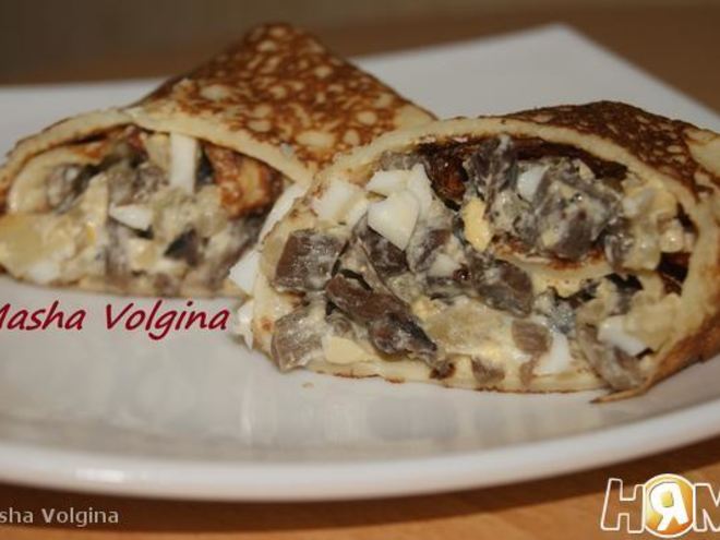 Рецепт блинчиков со сливочными опятами