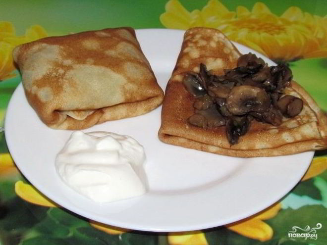 Рецепт блинов с грибами