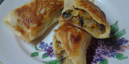 Блины с картофельно-грибной начинкой