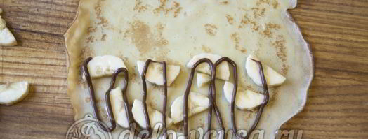 блины с нутеллой и бананом. Шаг 6