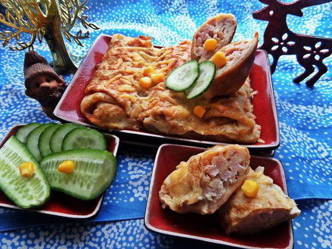 Рецепт блинов с ветчиной, запеченные под сыром